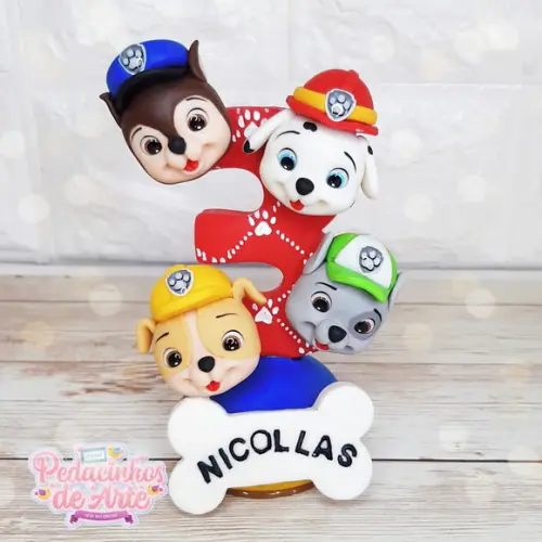 Vela Biscuit Topo de Bolo Patrulha Canina