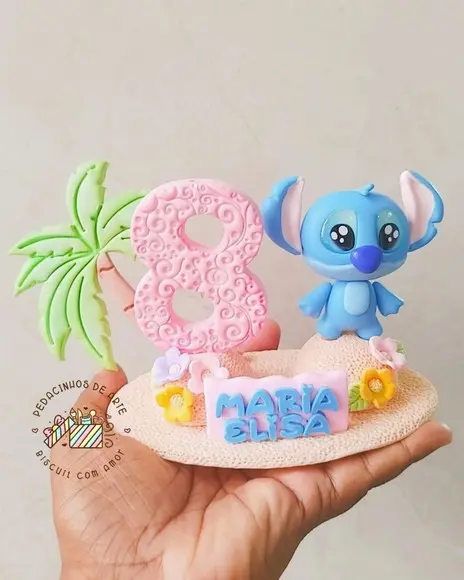 Vela Biscuit Topo de Bolo Stitch