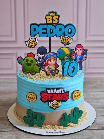 Kit 1 Topo de Bolo - Tags de Docinho Brawl Stars