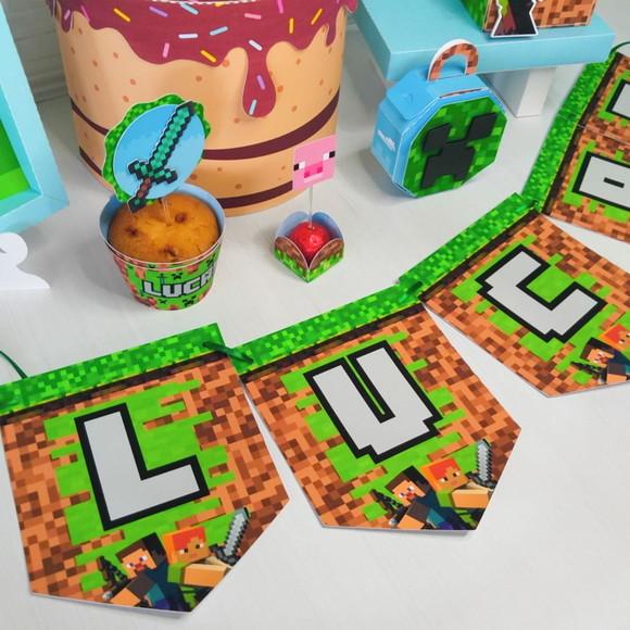 Kit 40 Unidades+ Bandeirola -minecraft