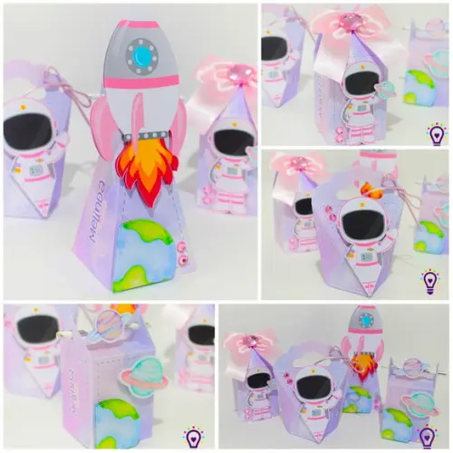 Kit 40 Peças - Astronauta Menina Rosa