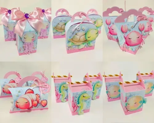 Kit 40 Peças - Fundo do Mar Rosa