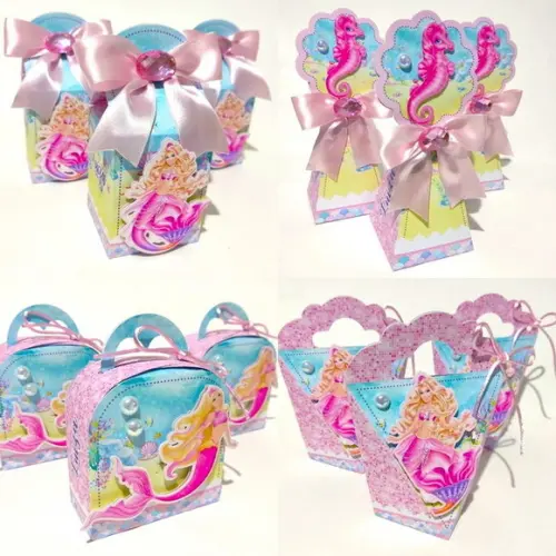 Kit de 40 Peças- Barbie Sereia+ 30 Sacolinhas Personalizadas