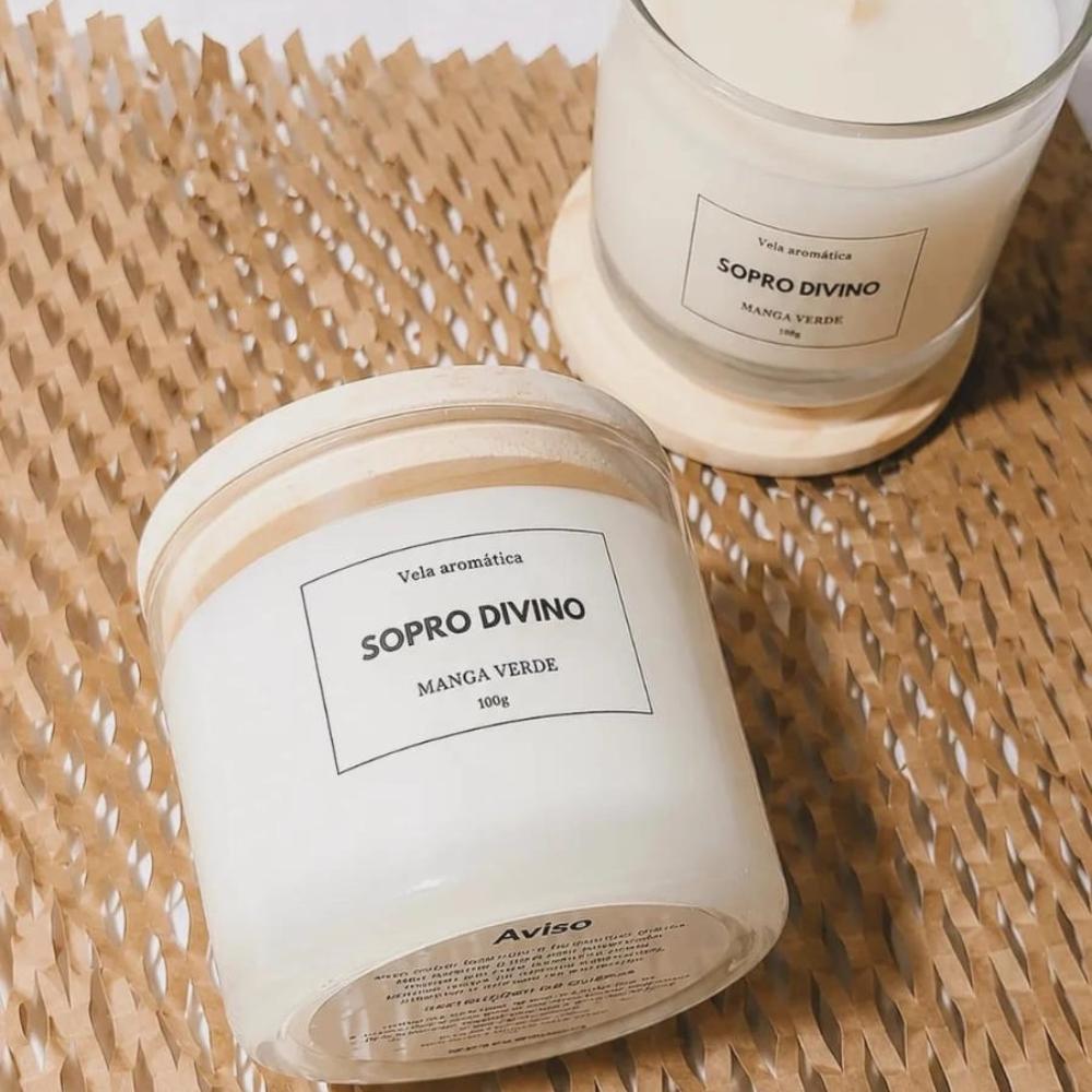 Vela Aromática Artesanal de Manga Verde Sopro Divino 100g – Es