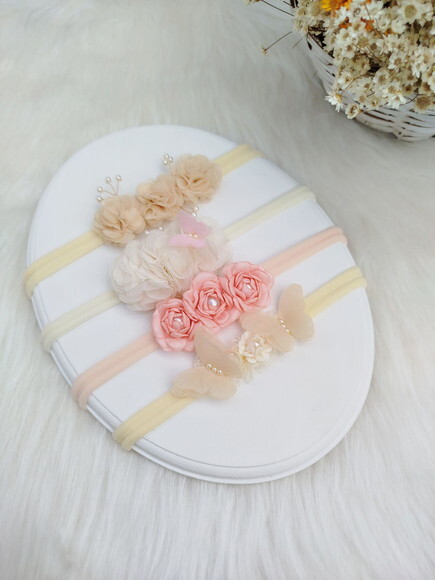 Kit Faixa de Cabelo Bebê Tiara Faixinha 4 Unidades