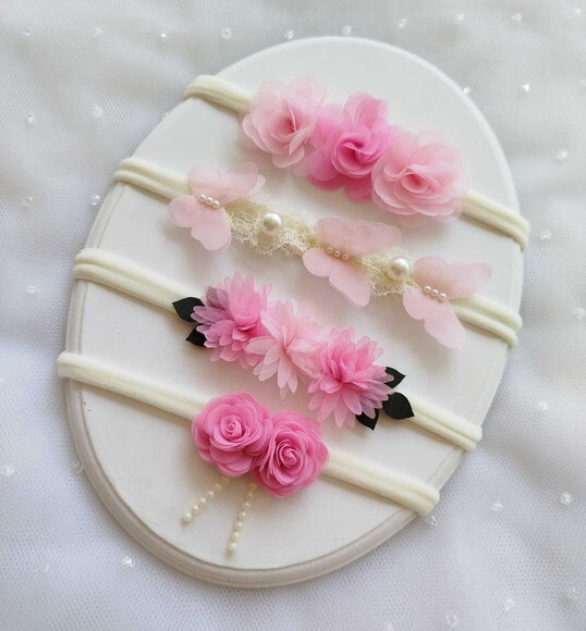 Kit Faixinhas Bebê Rosa Claro e Rosa Bebê ? Meia de Seda