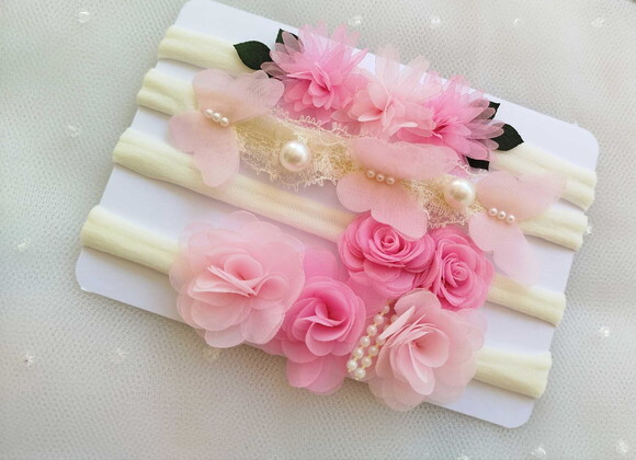 Kit Faixinhas Bebê Rosa Claro e Rosa Bebê ? Meia de Seda