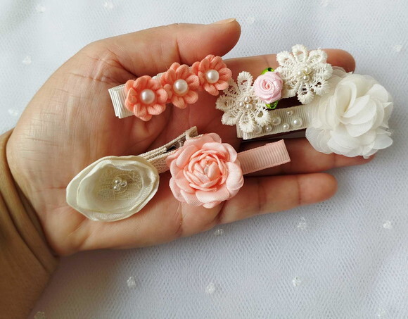 Kit Presilhas de Cabelo Bebê Floral /bico de Pato Infantil