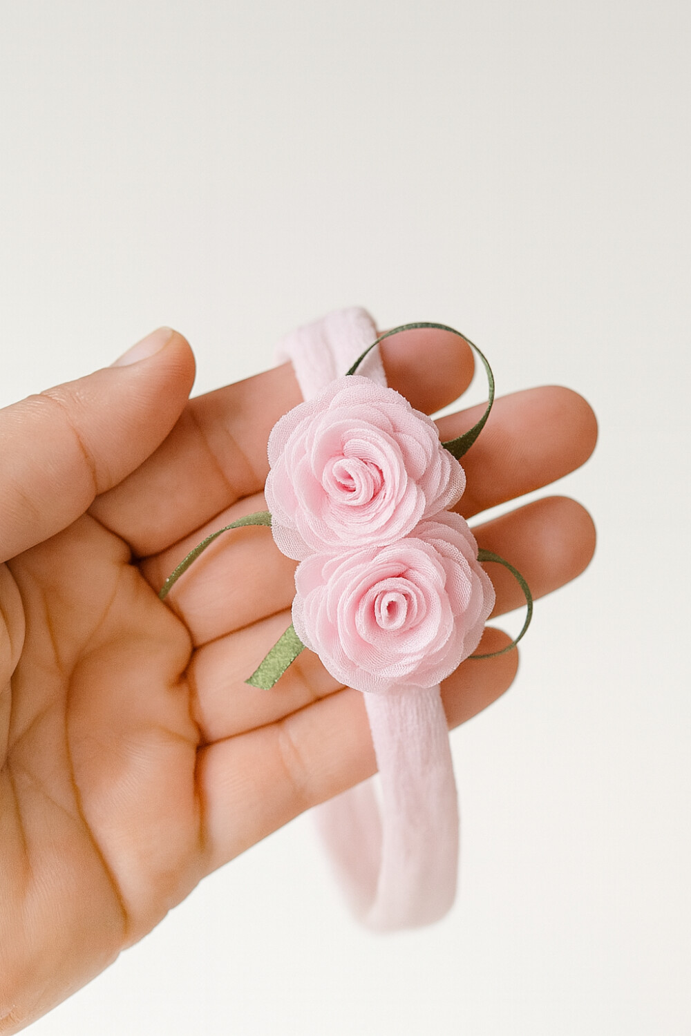 Tiara Faixa de Cabelo Bebê Rosa Organza Batizado Ensaio