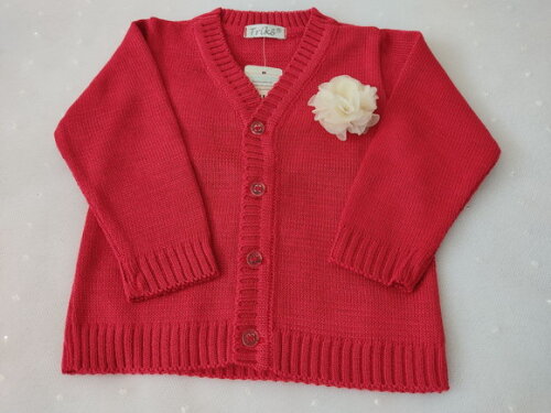 Casaquinho Bebe Trico Vermelho Menina
