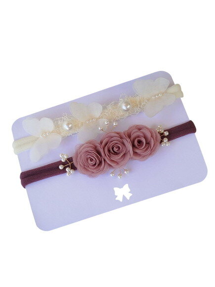Kit 2 Faixas de Cabelo para Bebê Flores,borboletas e Pérolas
