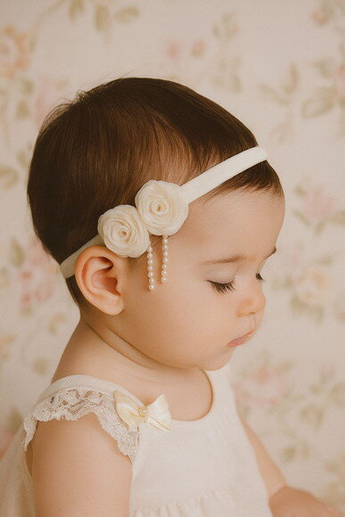 Kit 4 Faixas Tiara de Cabelo para Bebê Macias Off White