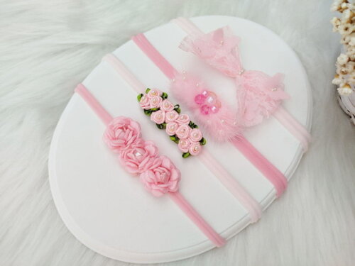 Kit Faixa de Cabelo Bebê Faixinha de Meia de Seda