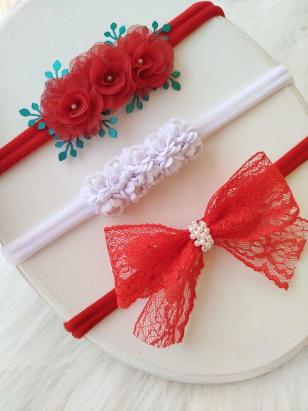 Kit Faixa de Cabelo Lacinho Bebê Natal