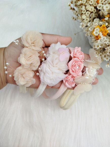 Kit Faixa de Cabelo Bebê Tiara Faixinha 4 Unidades