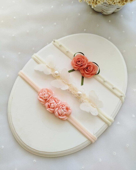 Kit Faixinhas para Bebê ? Pêssego e Salmão