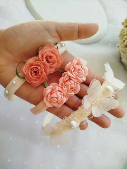 Kit Faixinhas para Bebê ? Pêssego e Salmão