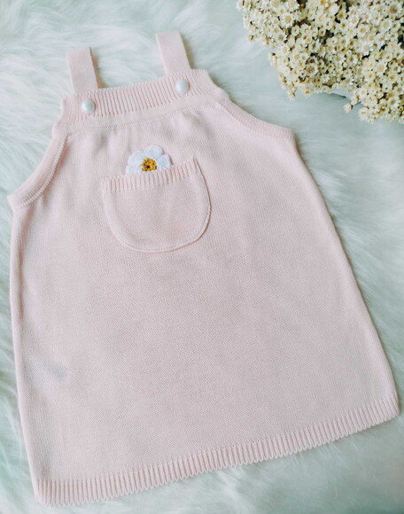 Vestido Infantil Tricô Rosa Delicado Bebê Menina