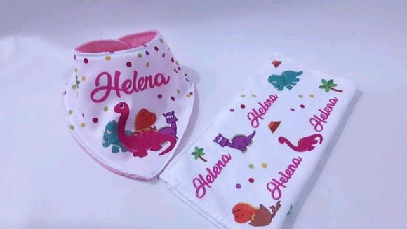 Kit para bebê _presente personalizado dinossauro menina