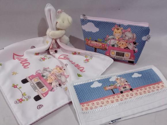 Kit para Bebê _presente Personalizado Safari Rosa