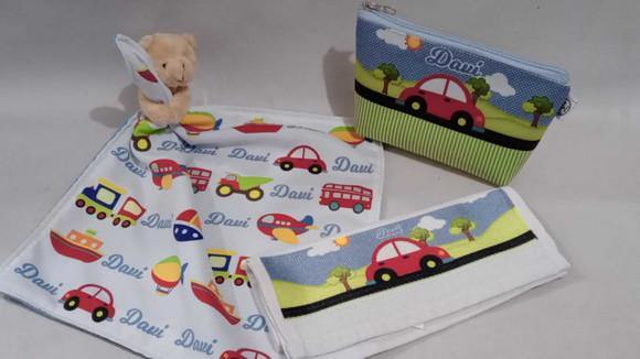 Kit para Bebê _presente Personalizado Safari Rransportes