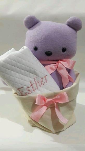 kit presente bebe_ ursinho e manta com nome personalizado