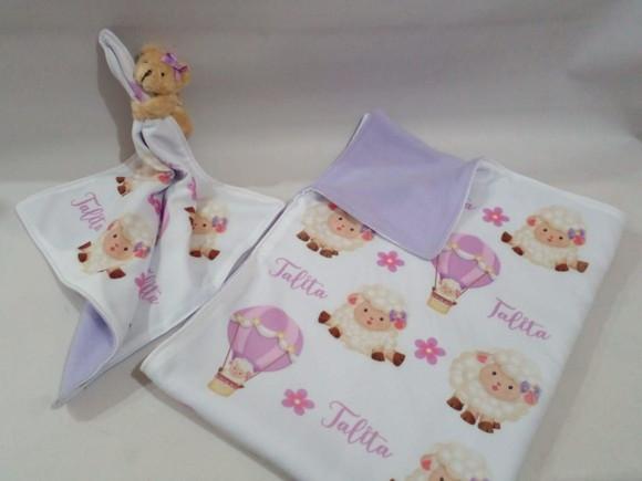 Manta e Naninha para Bebê Ovelhinha Lilas