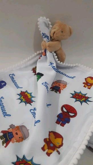 Manta e naninha para bebê super herois