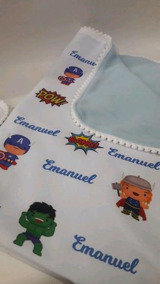 Manta e naninha para bebê super herois