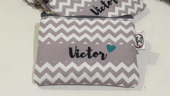 porta moeda chevron cinza