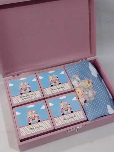 Caixa Recordação Bebê - Safari Rosa
