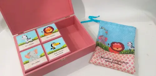 Caixa recordação bebê - safari menina