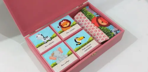 Caixa recordação bebê - safari menina