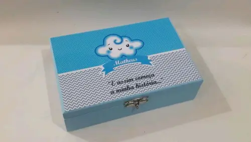 Caixa recordação bebê menino_ chuva de benção