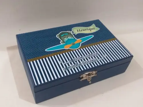Caixa Recordação Bebê Menino_ Ursinho Aviador