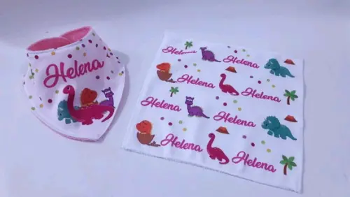 Kit para bebê _presente personalizado dinossauro menina