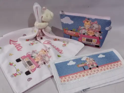 Kit para Bebê _presente Personalizado Safari Rosa
