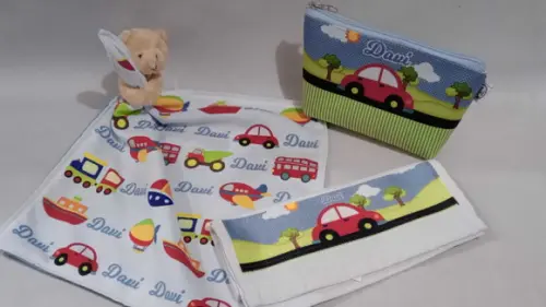 Kit para Bebê _presente Personalizado Safari Rransportes