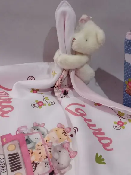 Kit para Bebê _presente Personalizado Safari Rosa