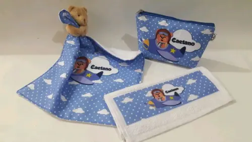 Kit para bebê _presente personalizado ursinho aviador
