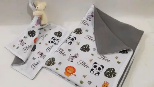 Manta e naninha para bebê safari