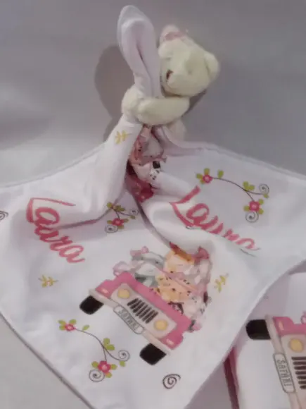 Manta e Naninha para Bebê Safari Rosa