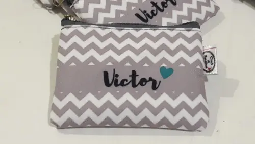porta moeda chevron cinza