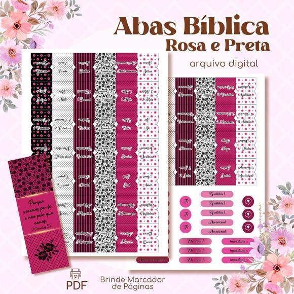 Abas Bíblicas Rosa e Preto Floral - Arquivo Digital