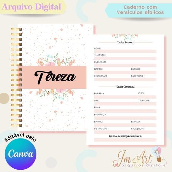 Caderno com Versículos Bíblicos Editável no Canva - Arquivo Di