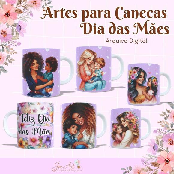 Combo Artes para Canecas Dia das Mães - Editável no Canva