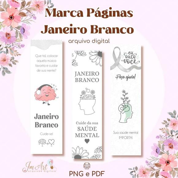 Kit Marca Páginas Janeiro Branco - Arquivo Digital