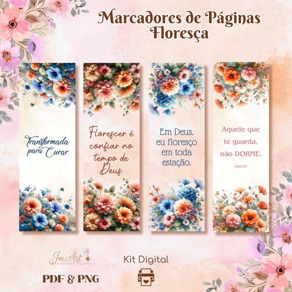 Marcador Páginas Floresça 2 - Kit Digital
