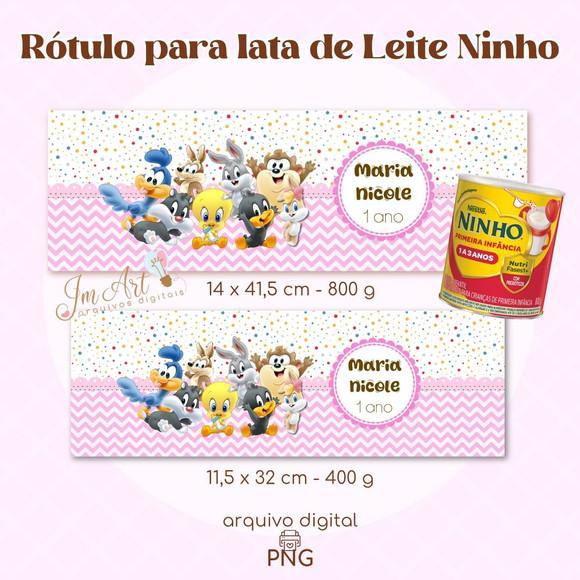 Rótulos para Lata de Leite Ninho Looney Tunes Baby Menina ( Arqu