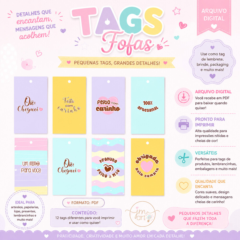 Tags Fofas para Embalagens -Arte Digital